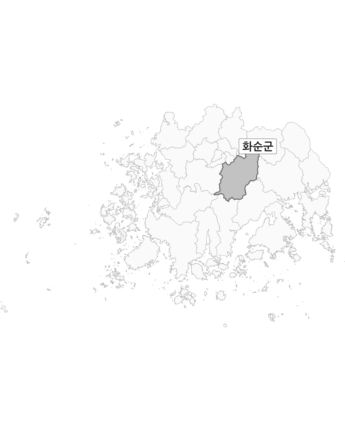 전남광주통합특별시 범위 내 화순군 행정구역 경계 지도