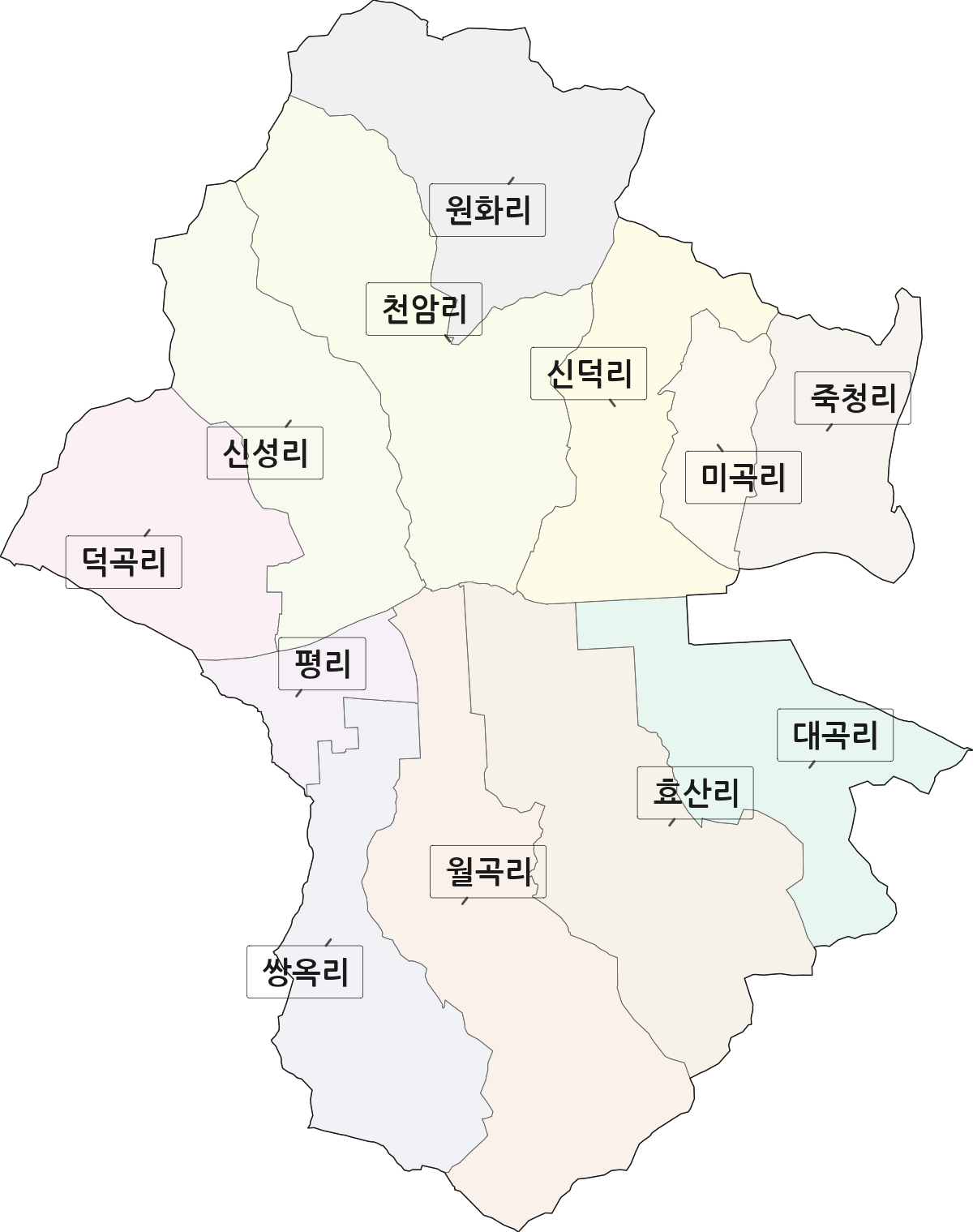 전남광주통합특별시 화순군 도곡면 법정동 리 구분 행정구역 경계 지도