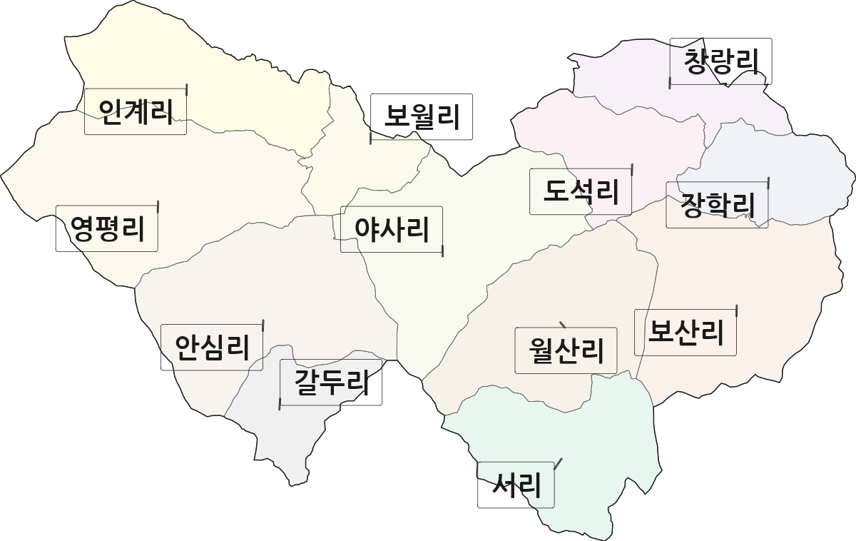 전남광주통합특별시 화순군 이서면 법정동 리 구분 행정구역 경계 지도