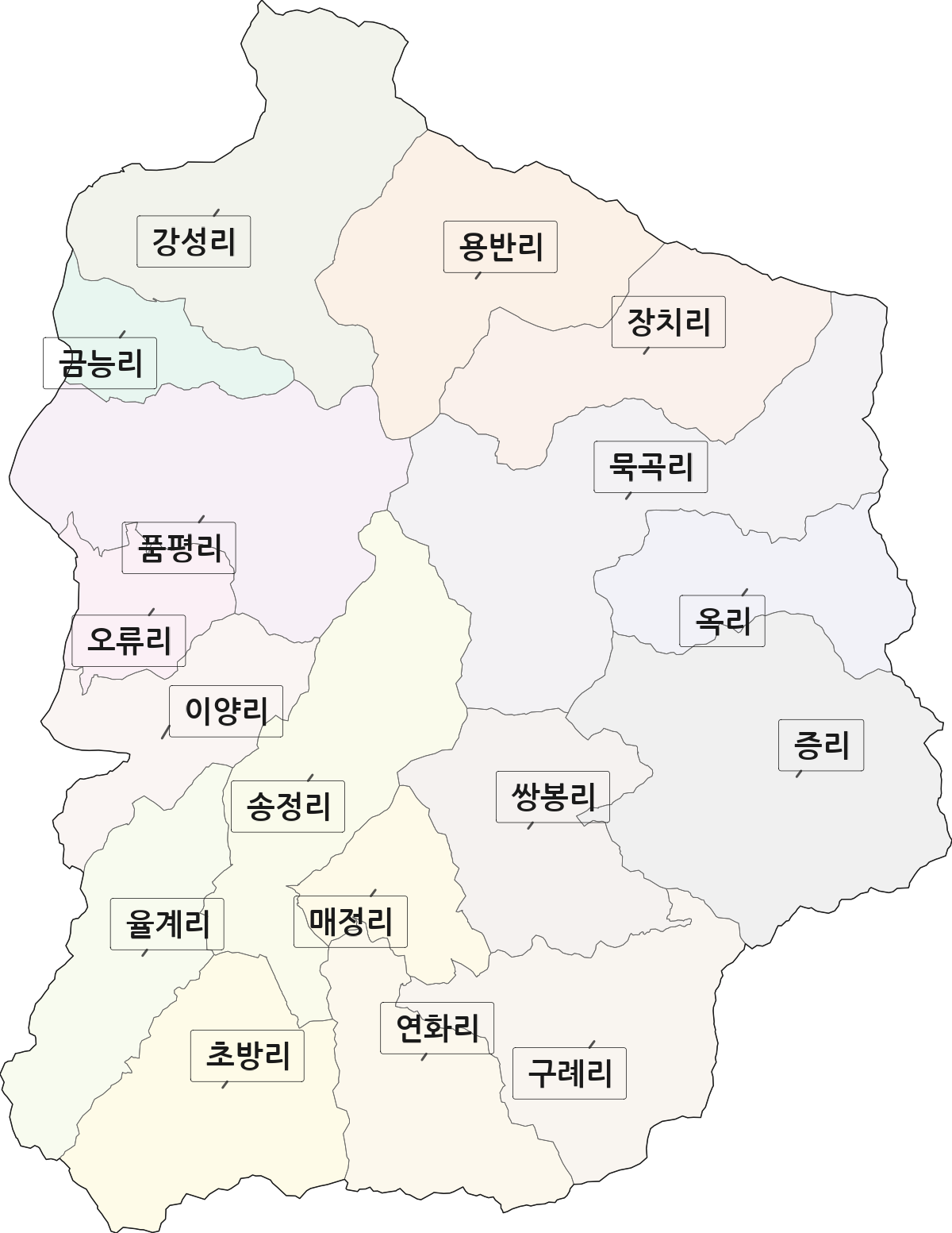 전남광주통합특별시 화순군 이양면 법정동 리 구분 행정구역 경계 지도