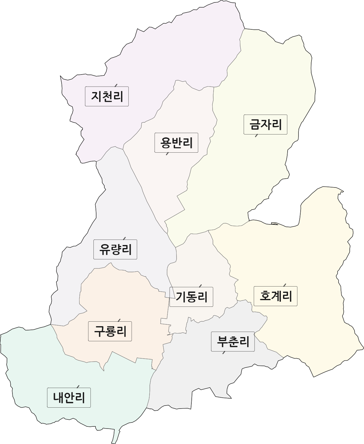 전남광주통합특별시 장흥군 부산면 법정동 리 구분 행정구역 경계 지도