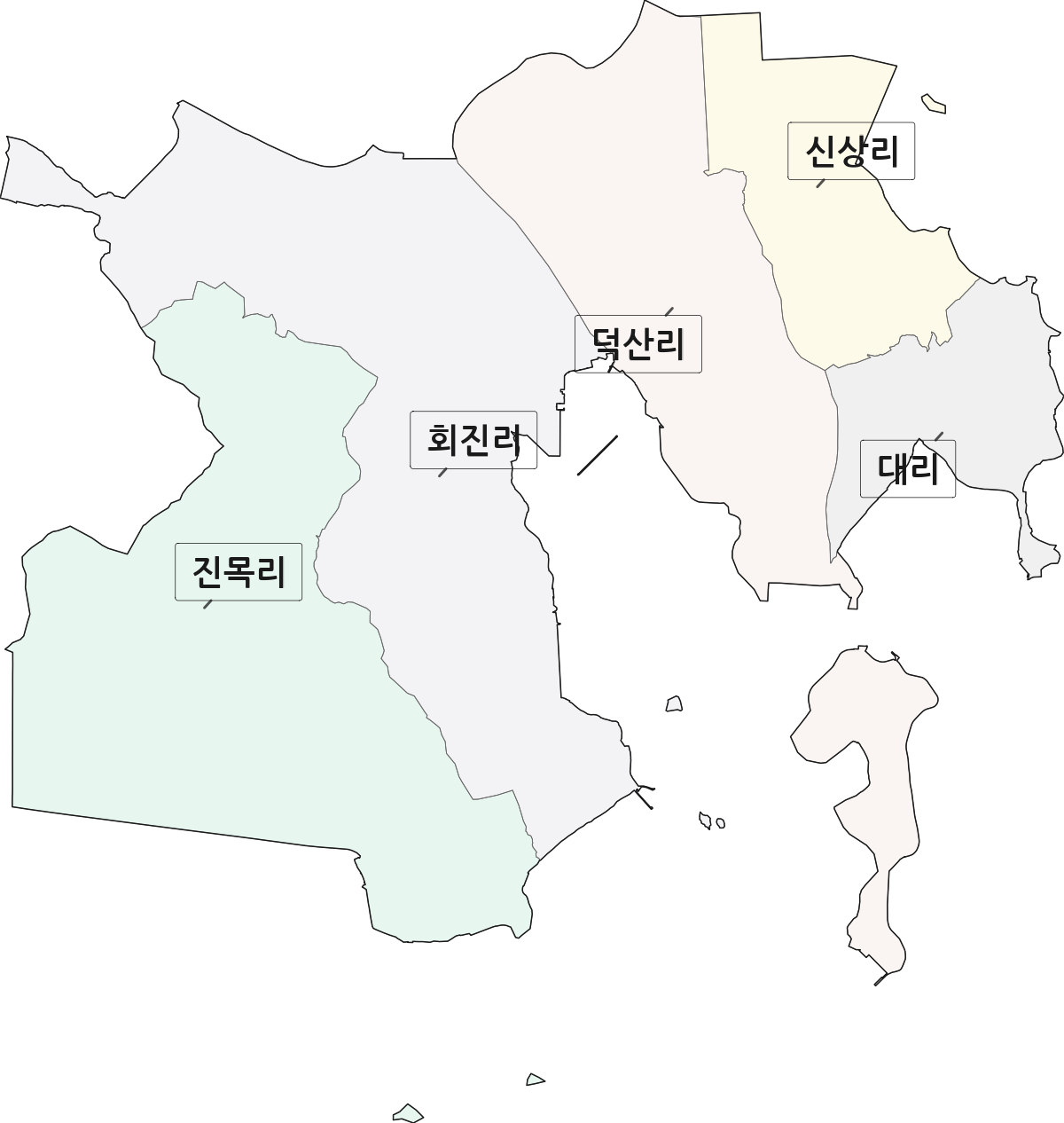 전남광주통합특별시 장흥군 회진면 법정동 리 구분 행정구역 경계 지도