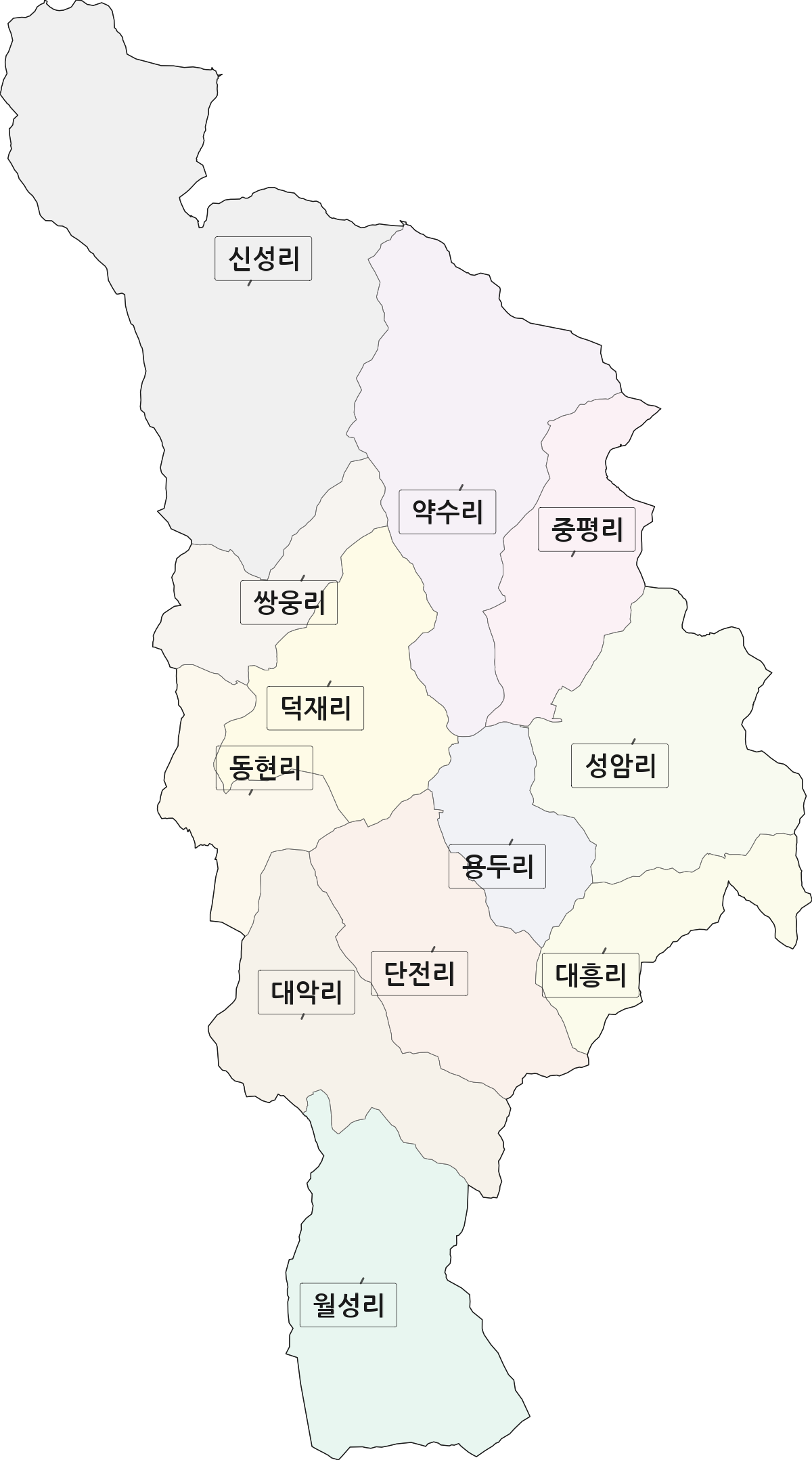 전남광주통합특별시 장성군 북하면 법정동 리 구분 행정구역 경계 지도