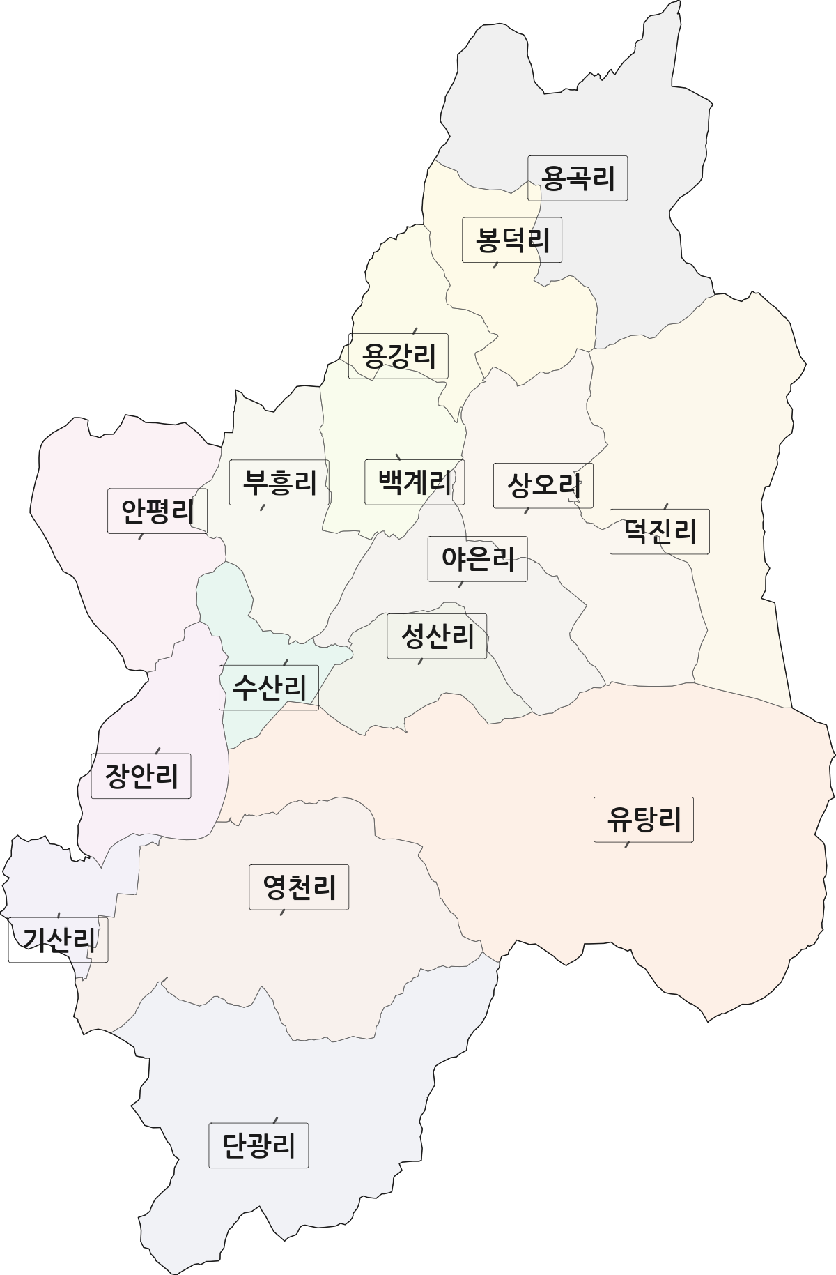 전남광주통합특별시 장성군 장성읍 법정동 리 구분 행정구역 경계 지도