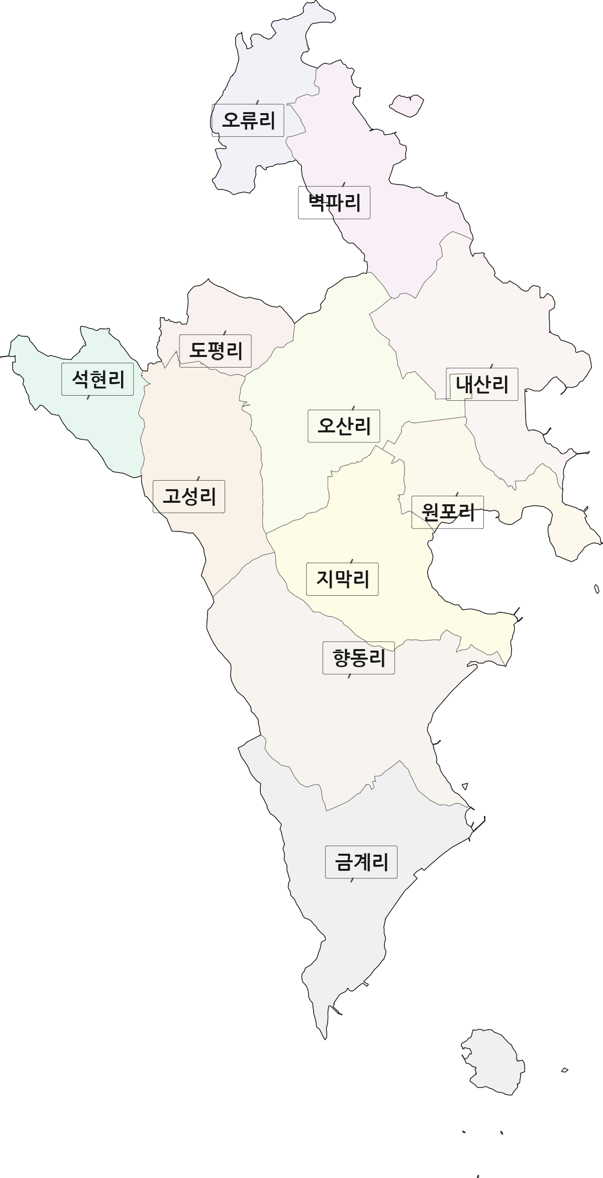 전남광주통합특별시 진도군 고군면 법정동 리 구분 행정구역 경계 지도