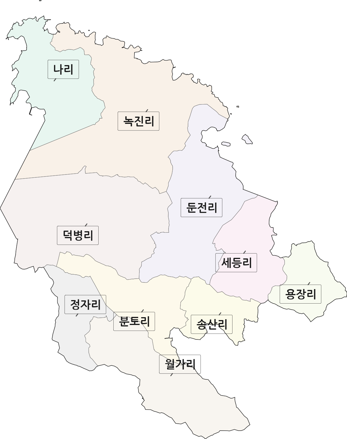 전남광주통합특별시 진도군 군내면 법정동 리 구분 행정구역 경계 지도