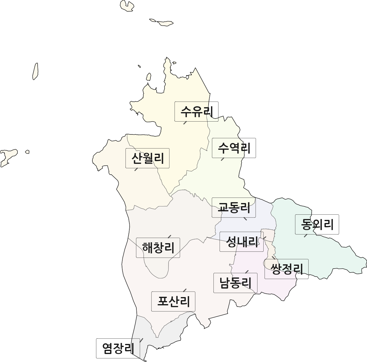 전남광주통합특별시 진도군 진도읍 법정동 리 구분 행정구역 경계 지도