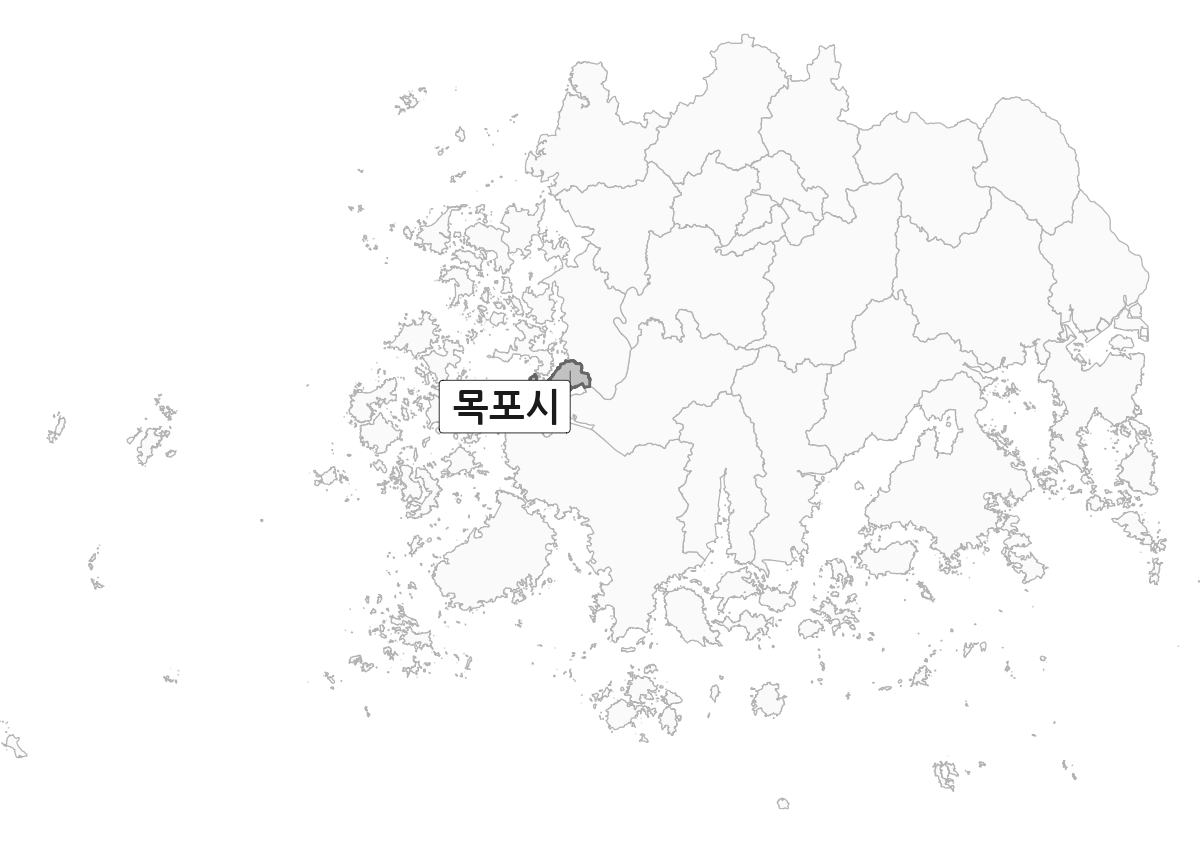 전남광주통합특별시 범위 내 목포시 행정구역 경계 지도