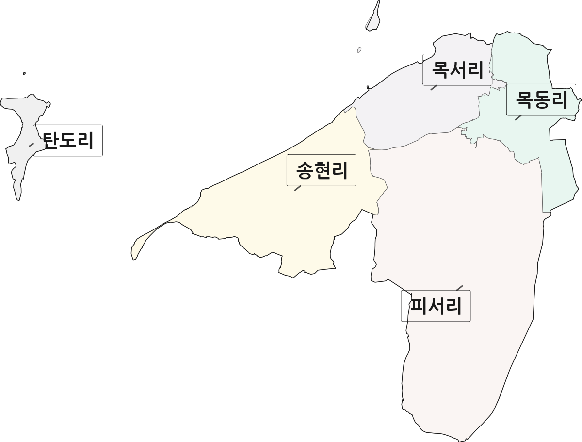 전남광주통합특별시 무안군 망운면 법정동 리 구분 행정구역 경계 지도