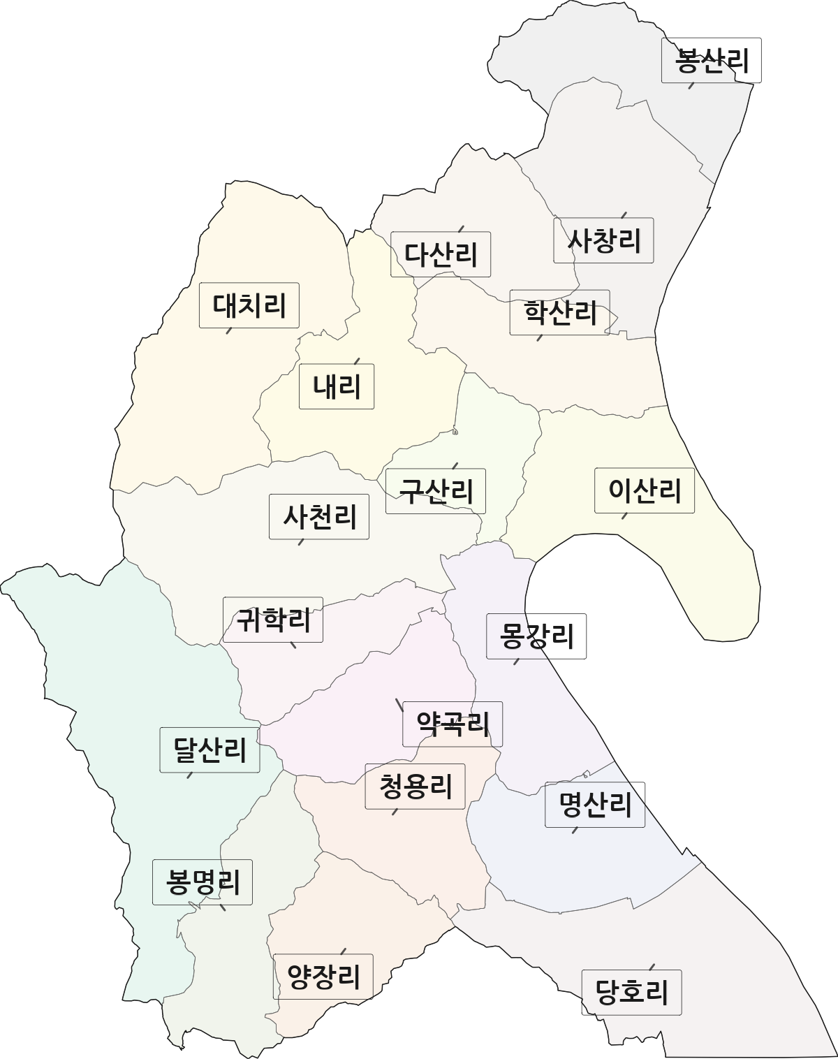 전남광주통합특별시 무안군 몽탄면 법정동 리 구분 행정구역 경계 지도