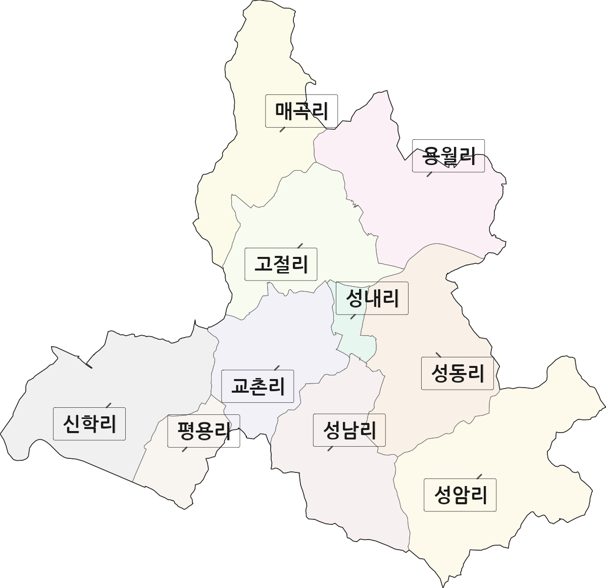 전남광주통합특별시 무안군 무안읍 법정동 리 구분 행정구역 경계 지도