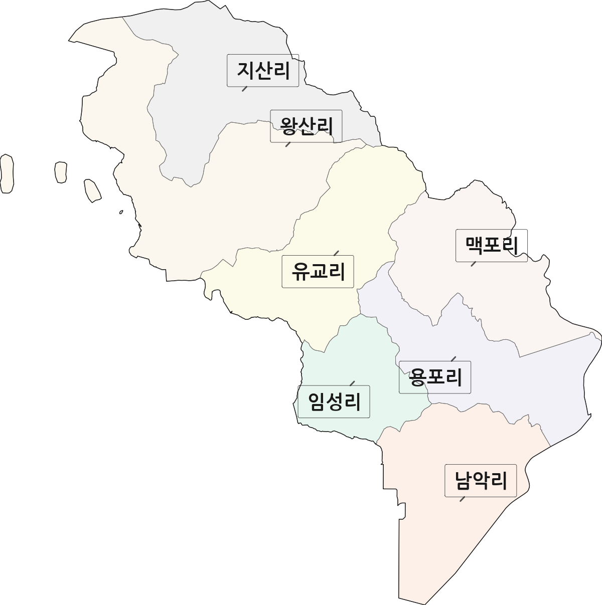전남광주통합특별시 무안군 삼향읍 법정동 리 구분 행정구역 경계 지도