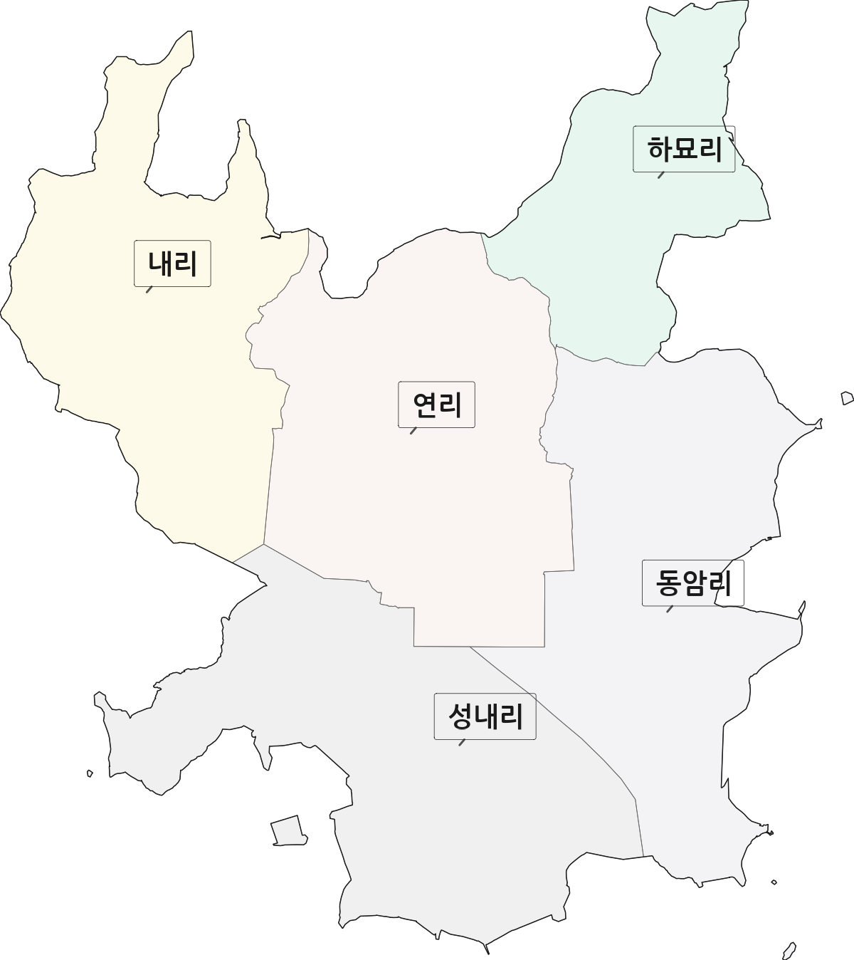 전남광주통합특별시 무안군 운남면 법정동 리 구분 행정구역 경계 지도