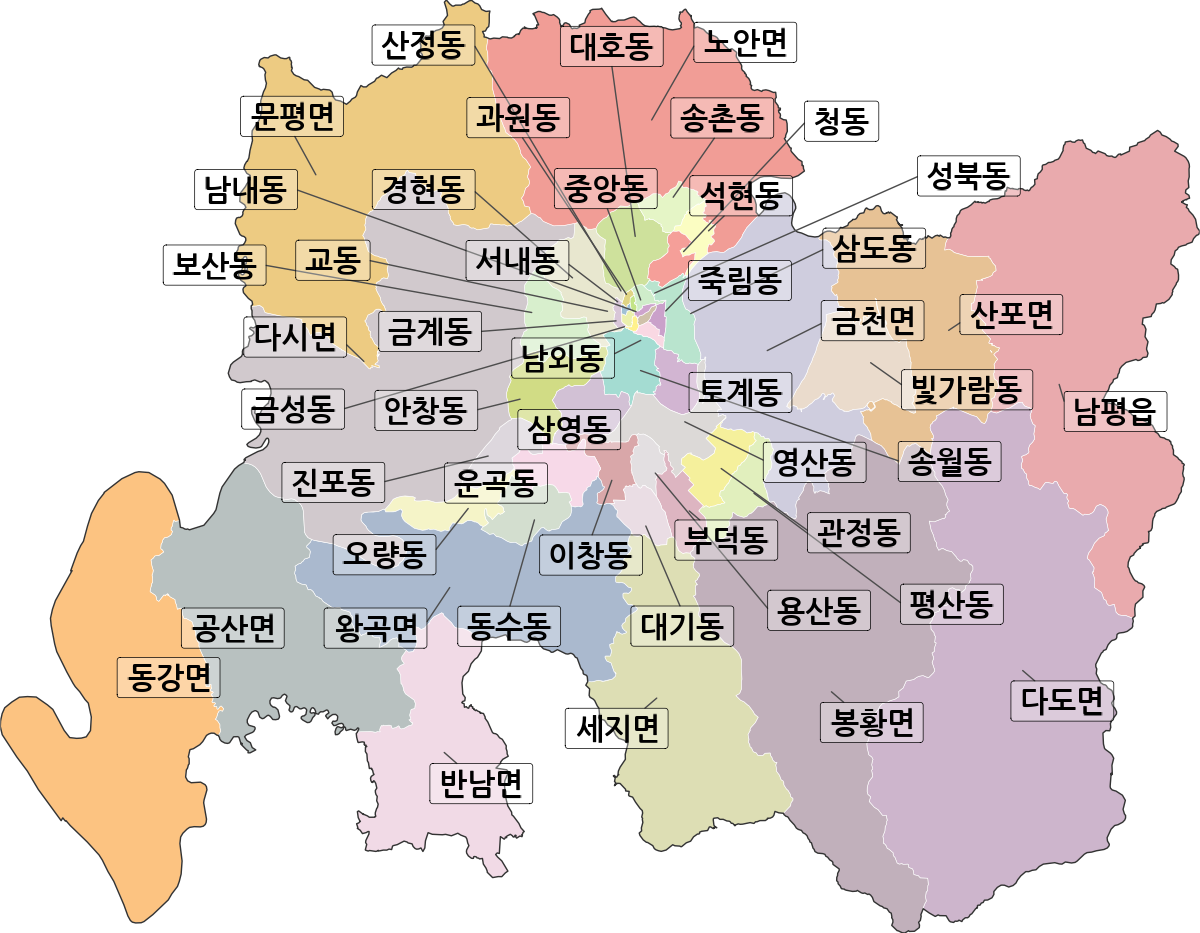전남광주통합특별시 나주시 법정동 행정구역 경계 지도