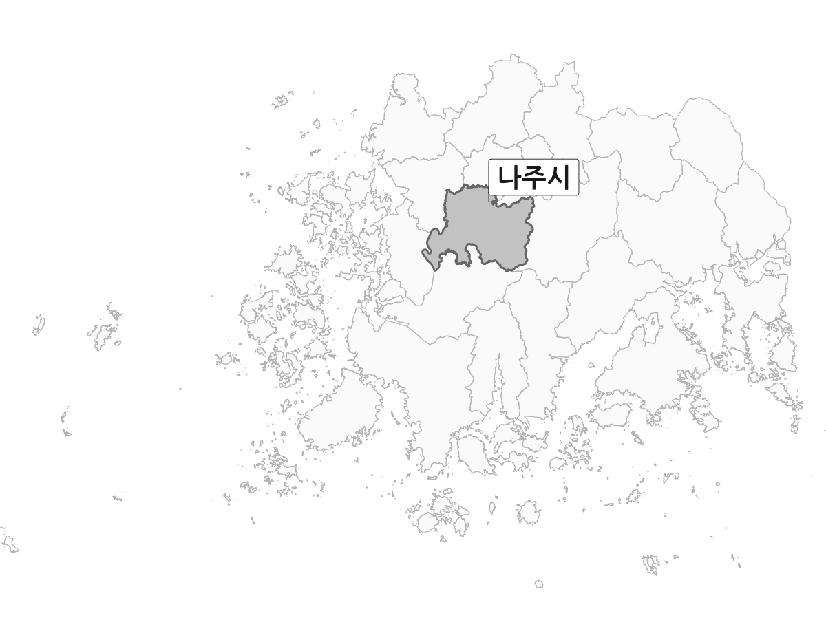 전남광주통합특별시 범위 내 나주시 행정구역 경계 지도