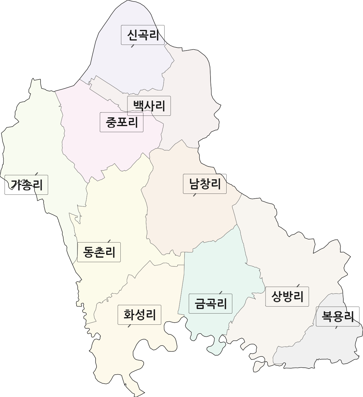 전남광주통합특별시 나주시 공산면 법정동 리 구분 행정구역 경계 지도