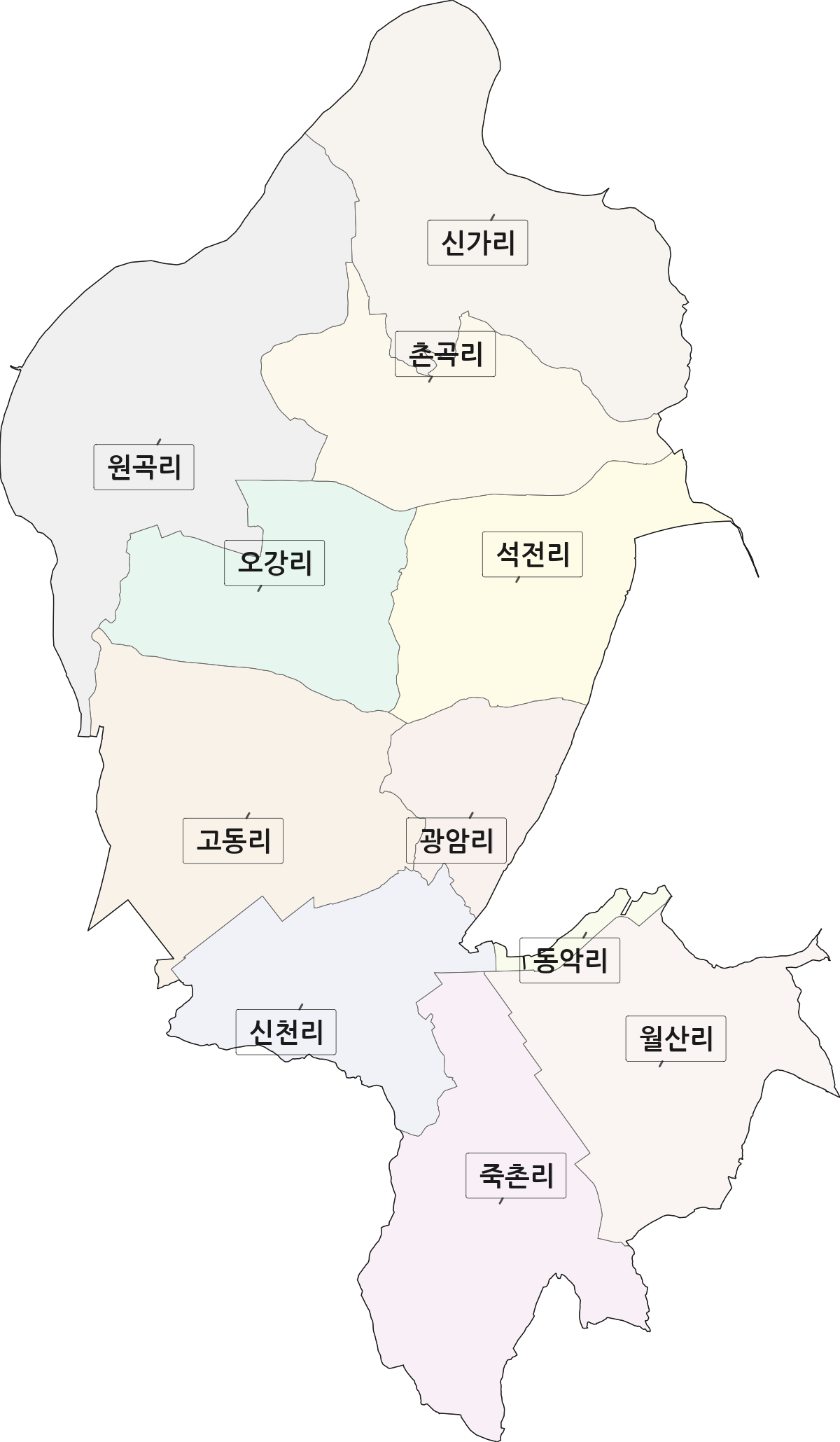 전남광주통합특별시 나주시 금천면 법정동 리 구분 행정구역 경계 지도