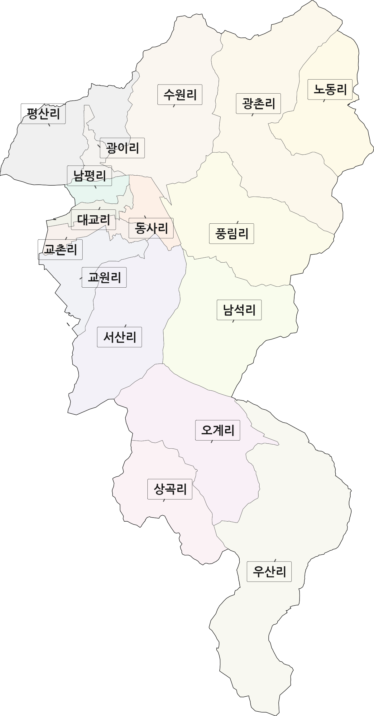 전남광주통합특별시 나주시 남평읍 법정동 리 구분 행정구역 경계 지도