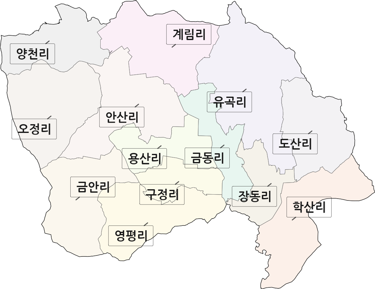 전남광주통합특별시 나주시 노안면 법정동 리 구분 행정구역 경계 지도