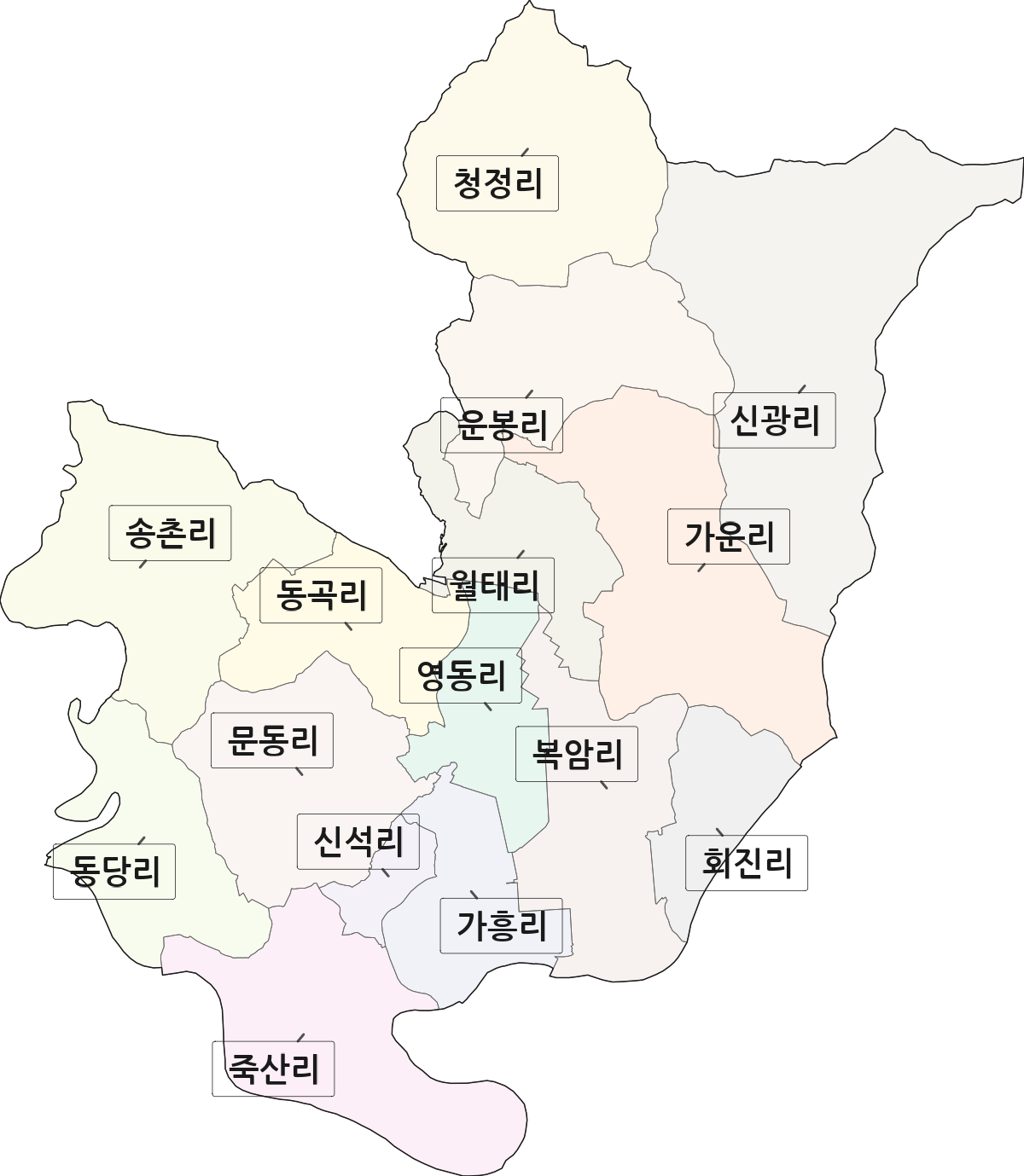전남광주통합특별시 나주시 다시면 법정동 리 구분 행정구역 경계 지도