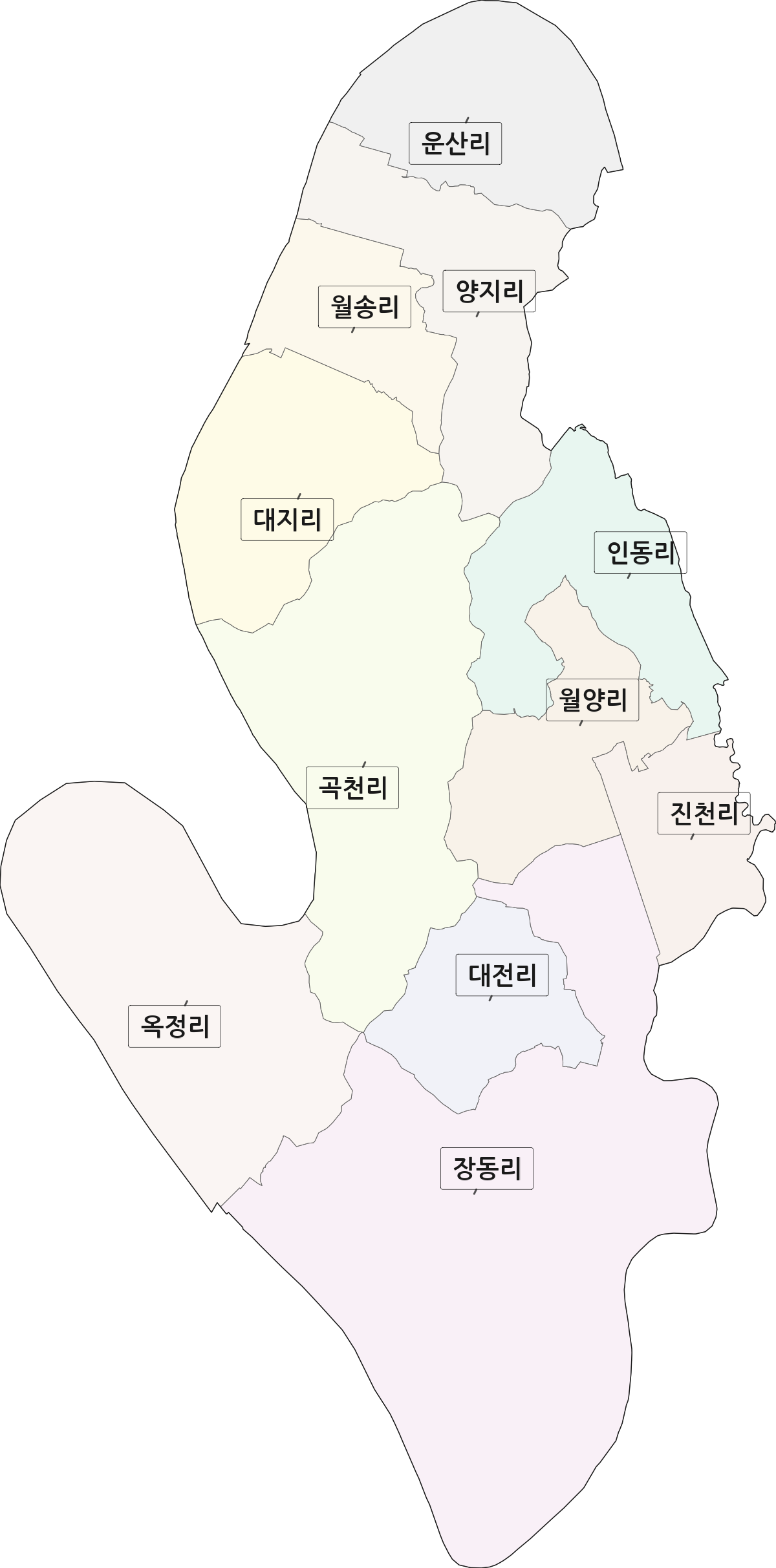 전남광주통합특별시 나주시 동강면 법정동 리 구분 행정구역 경계 지도