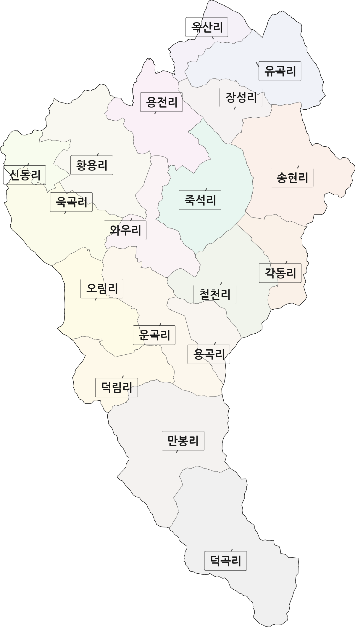 전남광주통합특별시 나주시 봉황면 법정동 리 구분 행정구역 경계 지도