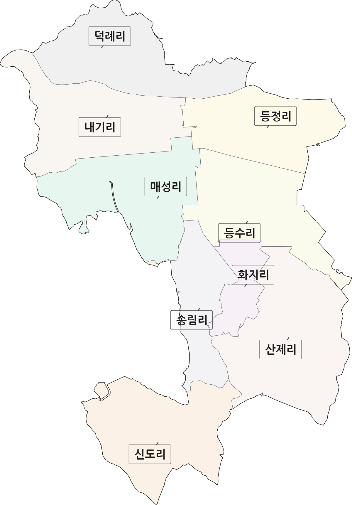 전남광주통합특별시 나주시 산포면 법정동 리 구분 행정구역 경계 지도