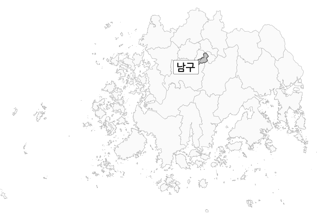 전남광주통합특별시 범위 내 남구 행정구역 경계 지도