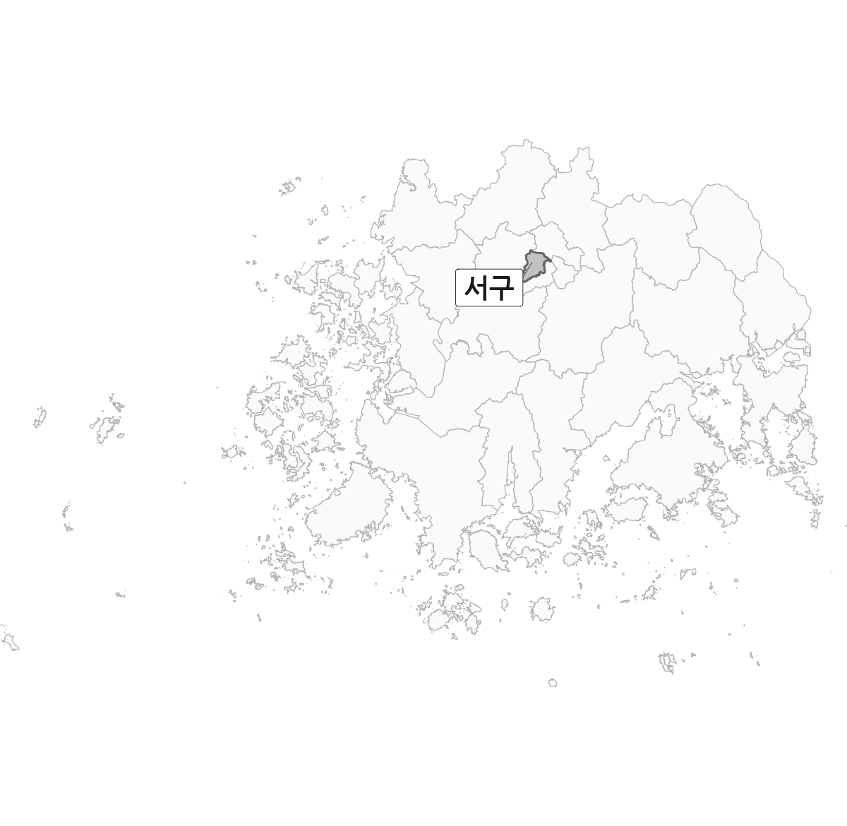 전남광주통합특별시 범위 내 서구 행정구역 경계 지도