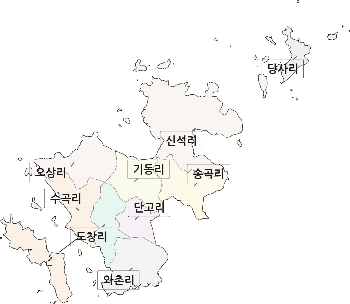 전남광주통합특별시 신안군 암태면 법정동 리 구분 행정구역 경계 지도