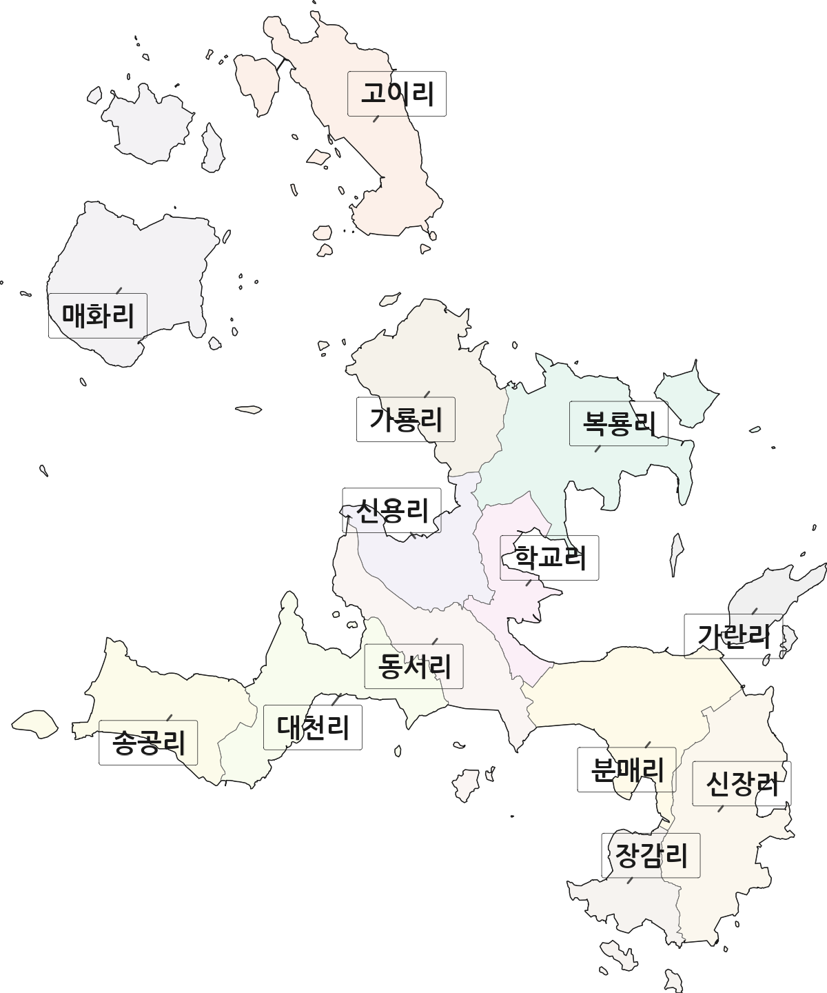 전남광주통합특별시 신안군 압해읍 법정동 리 구분 행정구역 경계 지도