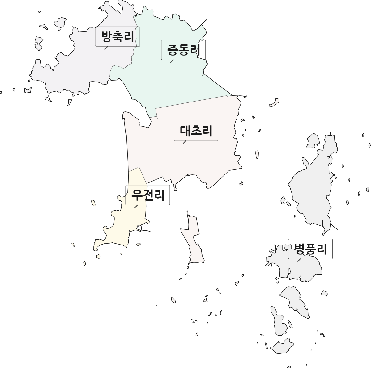 전남광주통합특별시 신안군 증도면 법정동 리 구분 행정구역 경계 지도