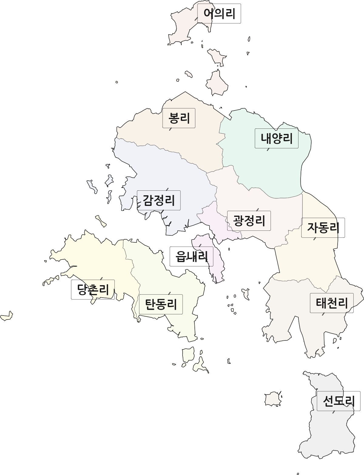 전남광주통합특별시 신안군 지도읍 법정동 리 구분 행정구역 경계 지도