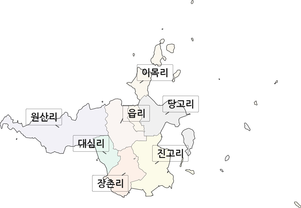 전남광주통합특별시 신안군 팔금면 법정동 리 구분 행정구역 경계 지도