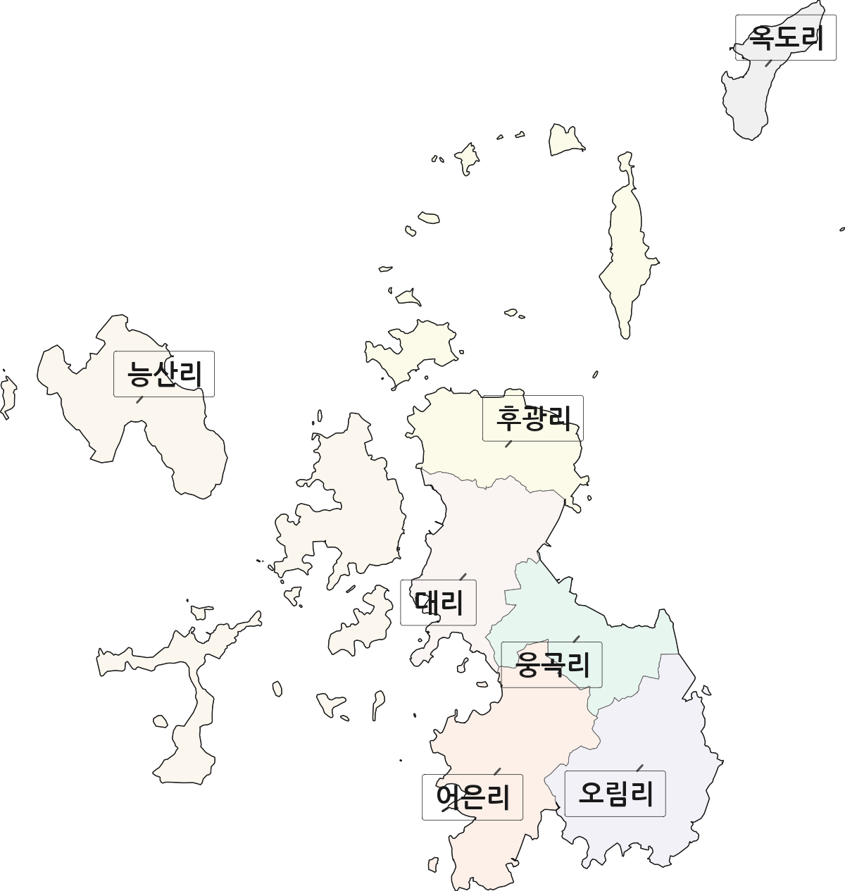 전남광주통합특별시 신안군 하의면 법정동 리 구분 행정구역 경계 지도