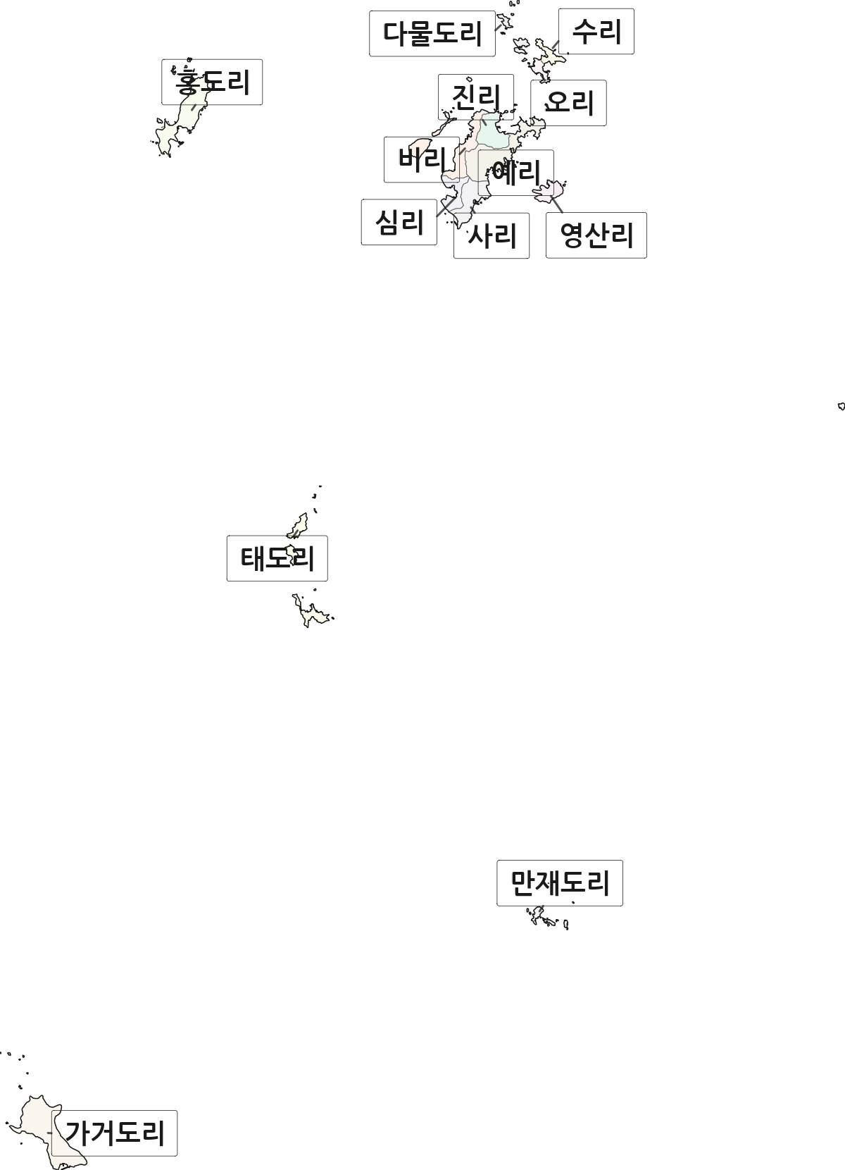 전남광주통합특별시 신안군 흑산면 법정동 리 구분 행정구역 경계 지도