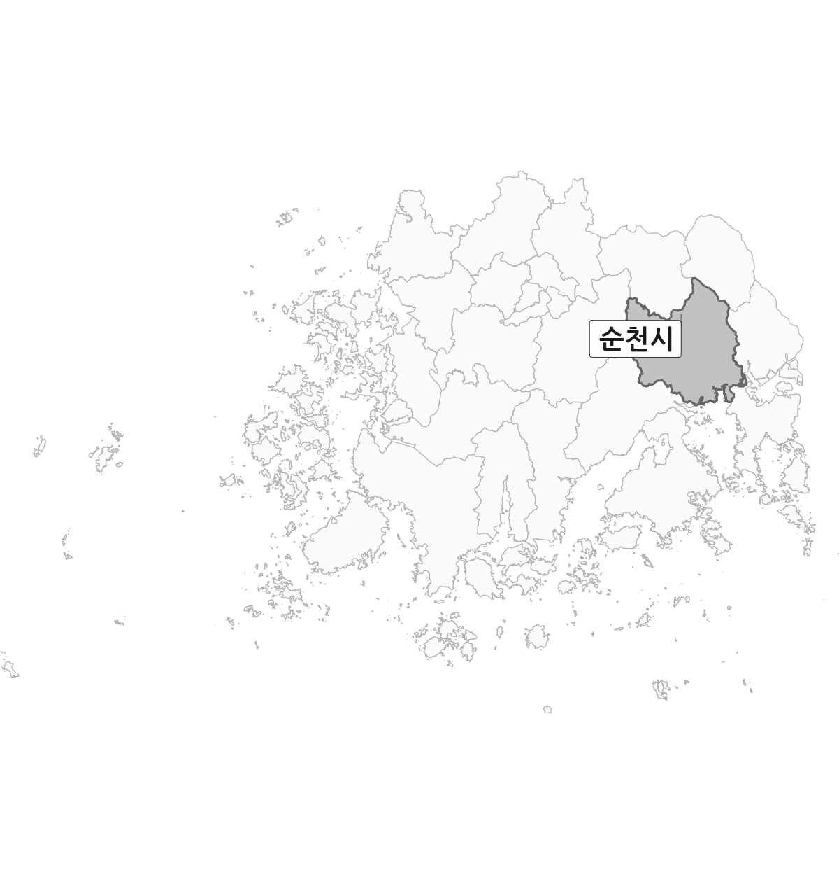 전남광주통합특별시 범위 내 순천시 행정구역 경계 지도