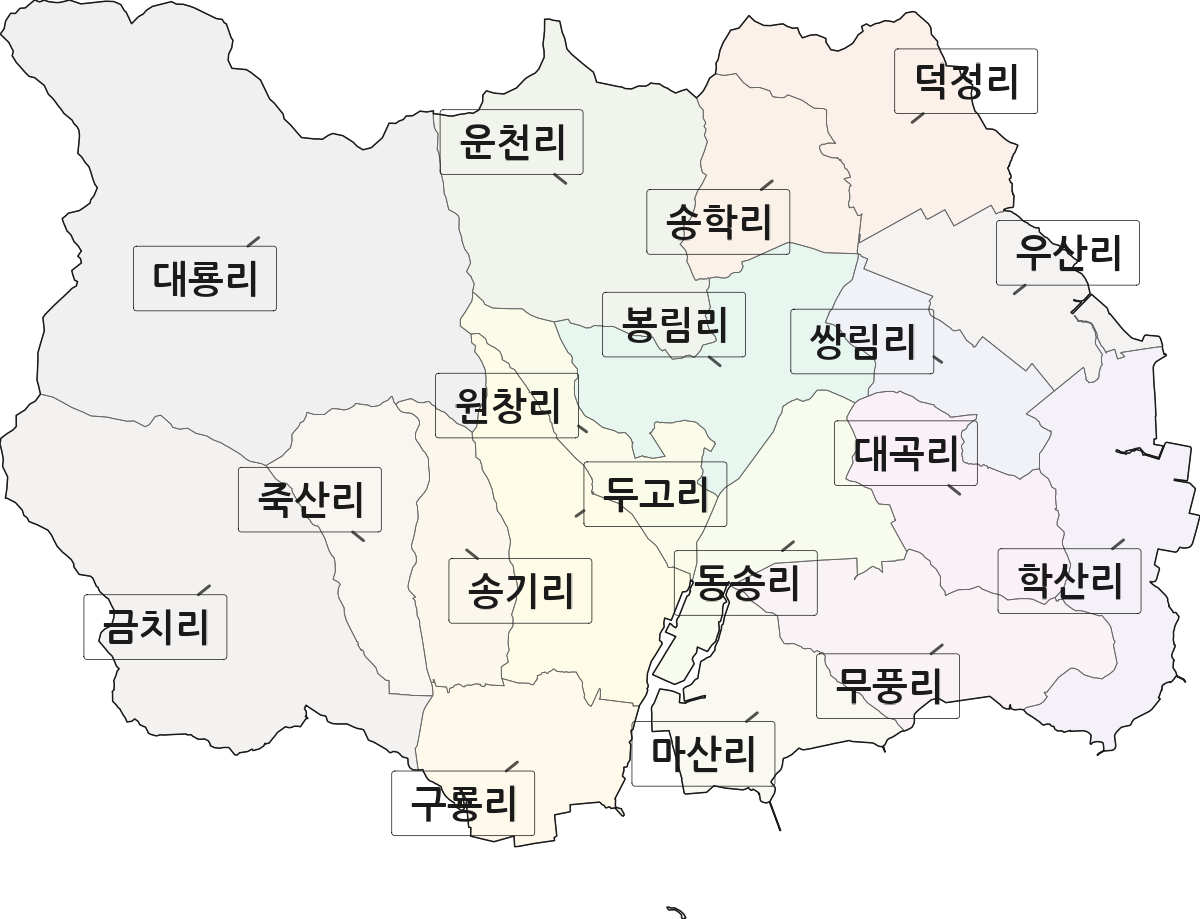 전남광주통합특별시 순천시 별량면 법정동 리 구분 행정구역 경계 지도