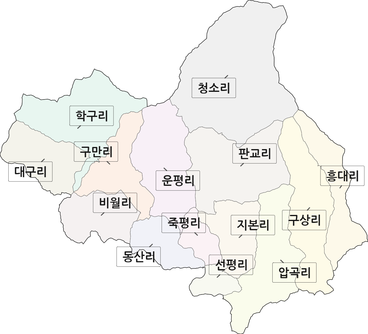 전남광주통합특별시 순천시 서면 법정동 리 구분 행정구역 경계 지도