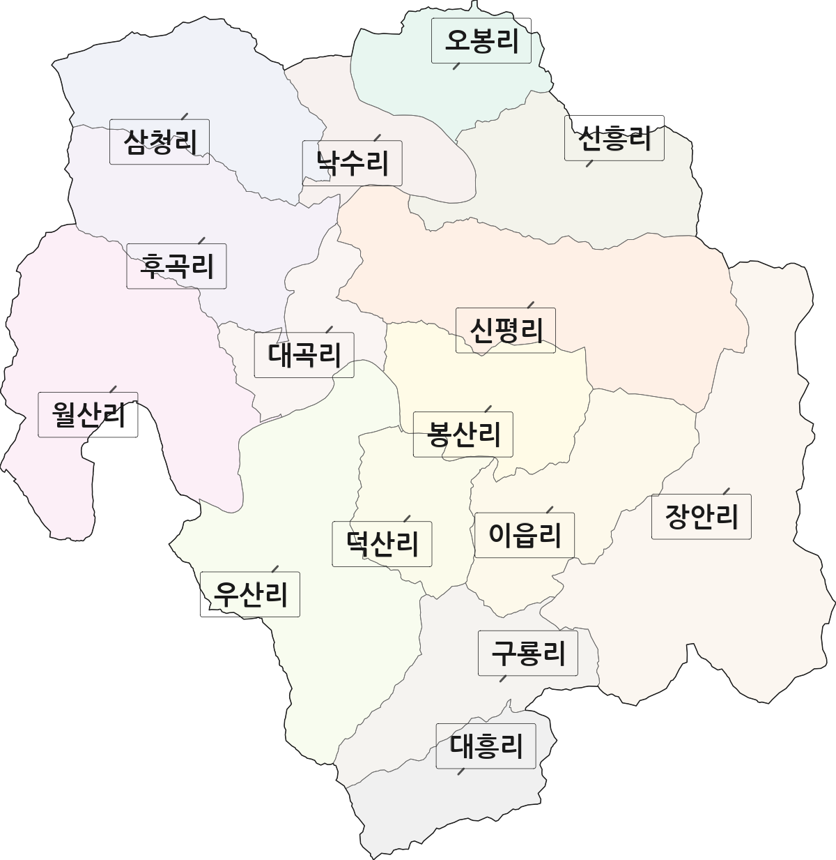 전남광주통합특별시 순천시 송광면 법정동 리 구분 행정구역 경계 지도