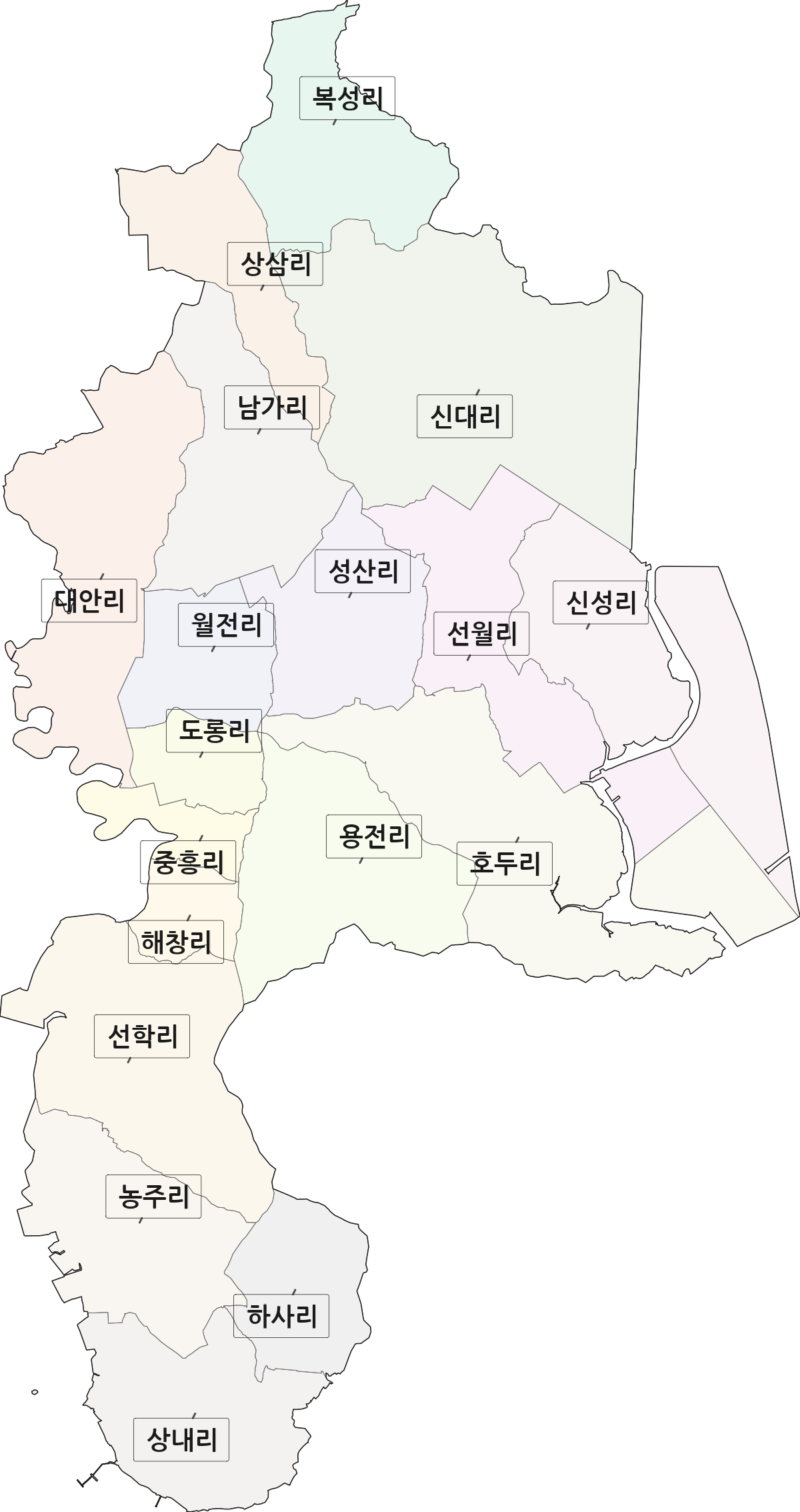 전남광주통합특별시 순천시 해룡면 법정동 리 구분 행정구역 경계 지도