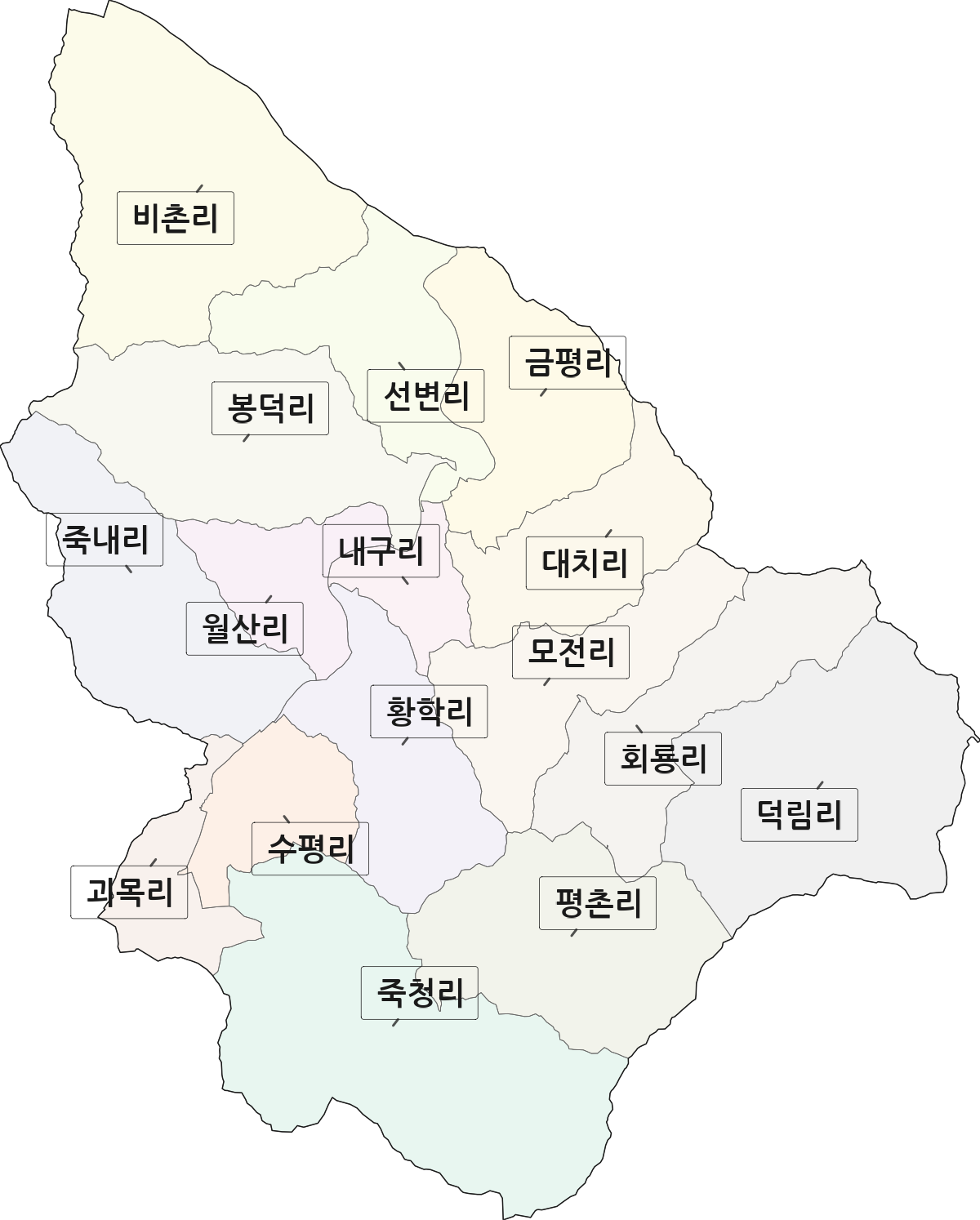 전남광주통합특별시 순천시 황전면 법정동 리 구분 행정구역 경계 지도