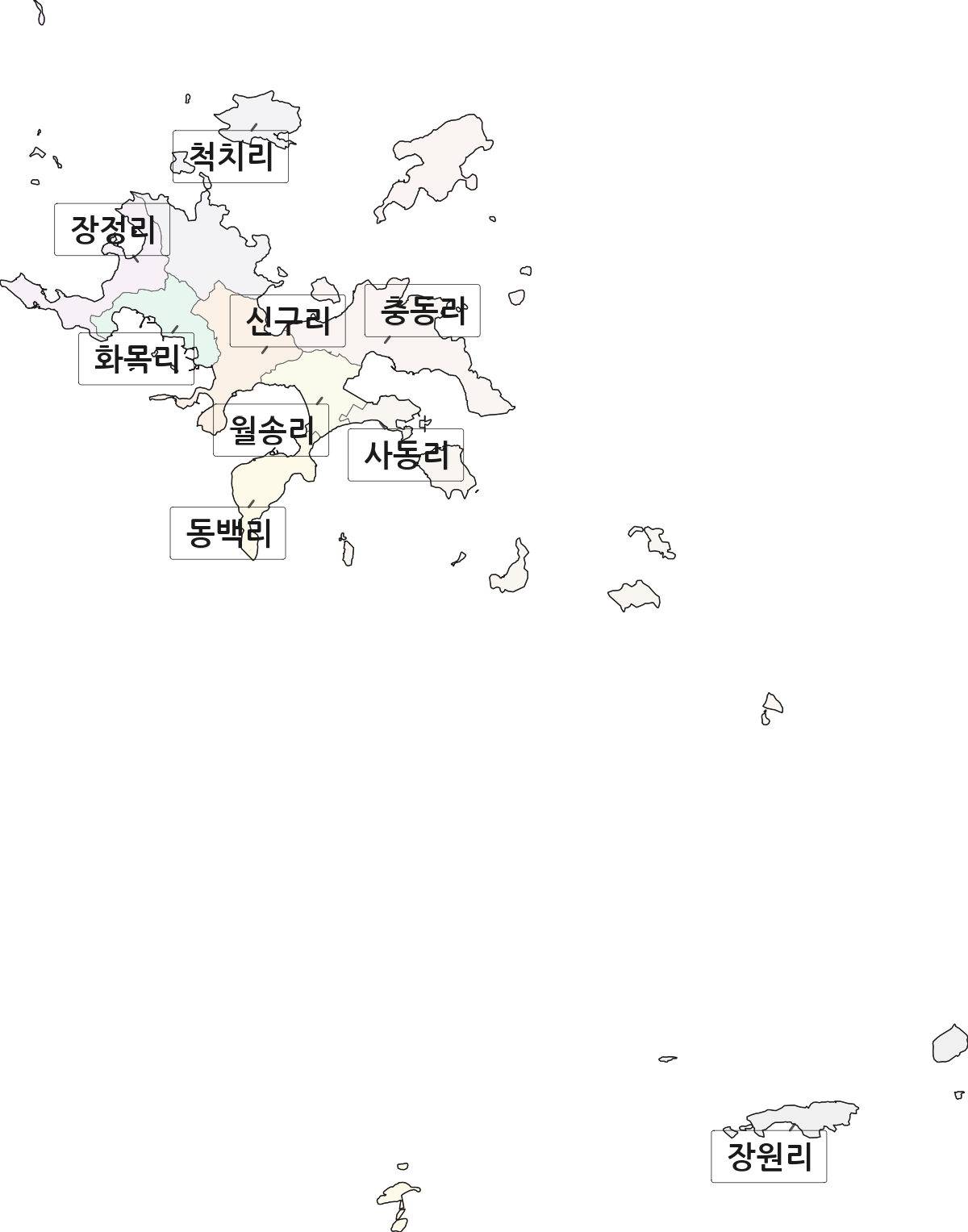 전남광주통합특별시 완도군 금일읍 법정동 리 구분 행정구역 경계 지도