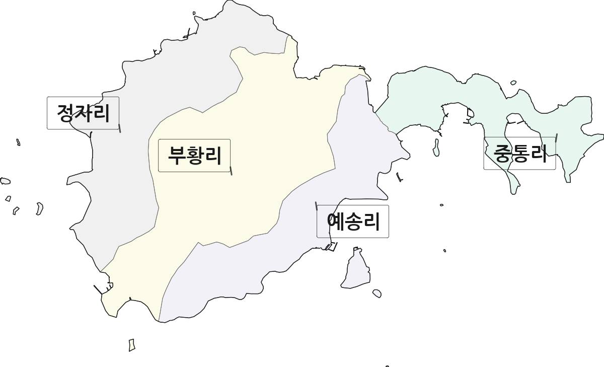 전남광주통합특별시 완도군 보길면 법정동 리 구분 행정구역 경계 지도