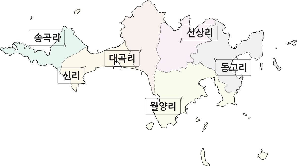 전남광주통합특별시 완도군 신지면 법정동 리 구분 행정구역 경계 지도