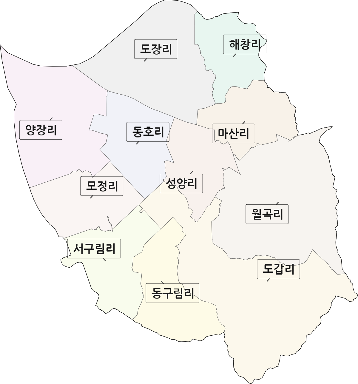 전남광주통합특별시 영암군 군서면 법정동 리 구분 행정구역 경계 지도