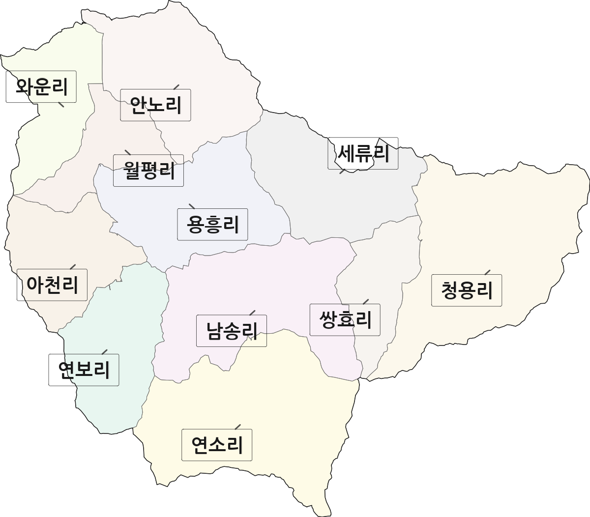 전남광주통합특별시 영암군 금정면 법정동 리 구분 행정구역 경계 지도