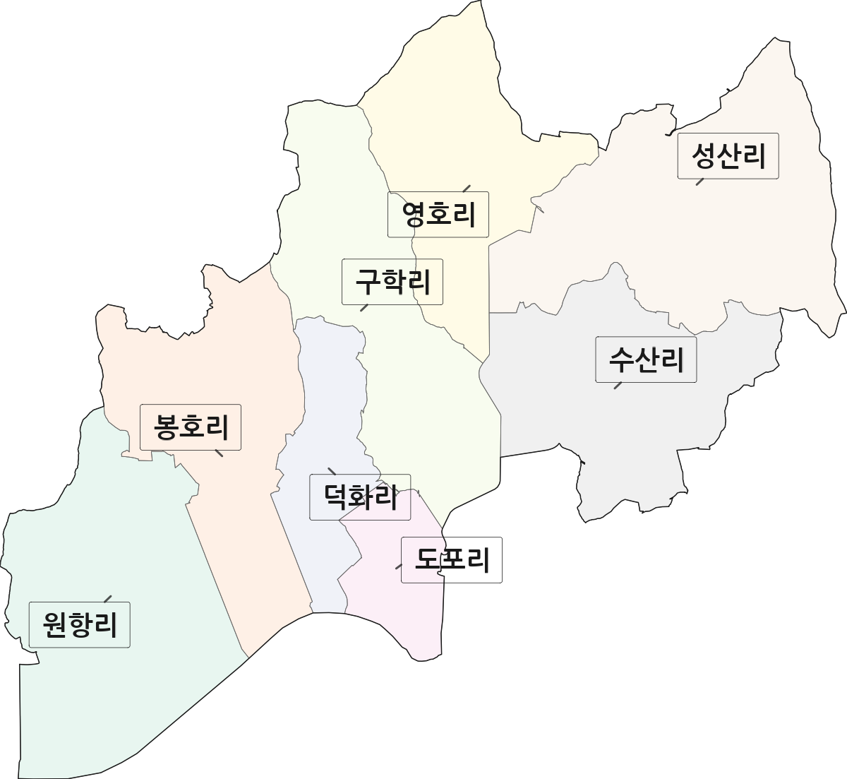 전남광주통합특별시 영암군 도포면 법정동 리 구분 행정구역 경계 지도