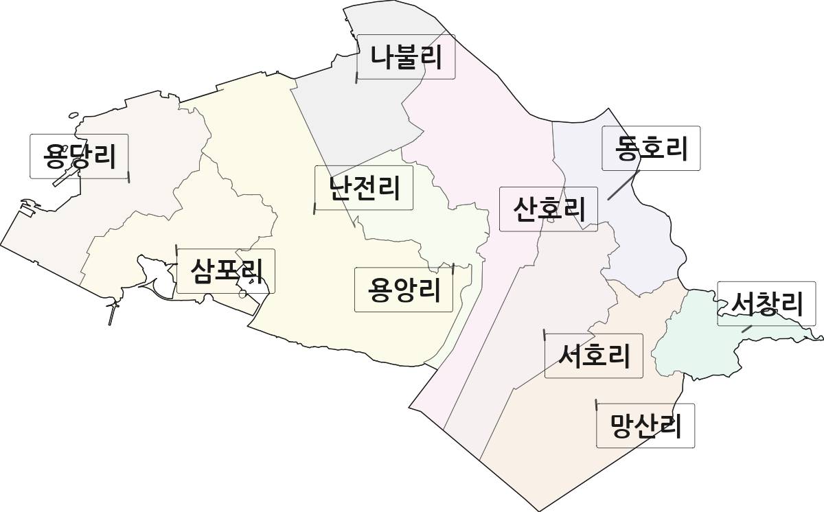 전남광주통합특별시 영암군 삼호읍 법정동 리 구분 행정구역 경계 지도