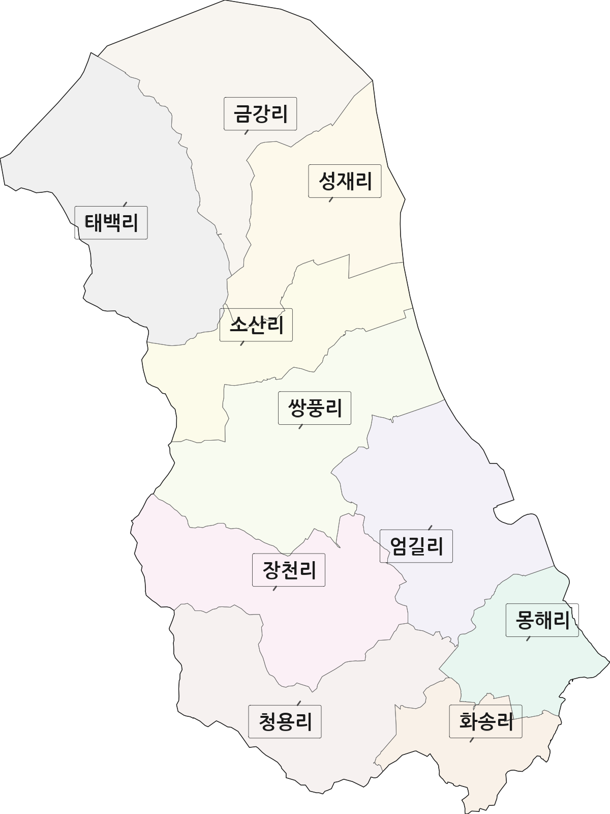 전남광주통합특별시 영암군 서호면 법정동 리 구분 행정구역 경계 지도